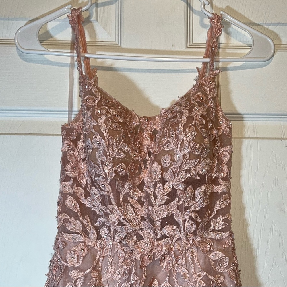 Morilee Elegant Pink Lace Prom Dress - Picture 4 of 11